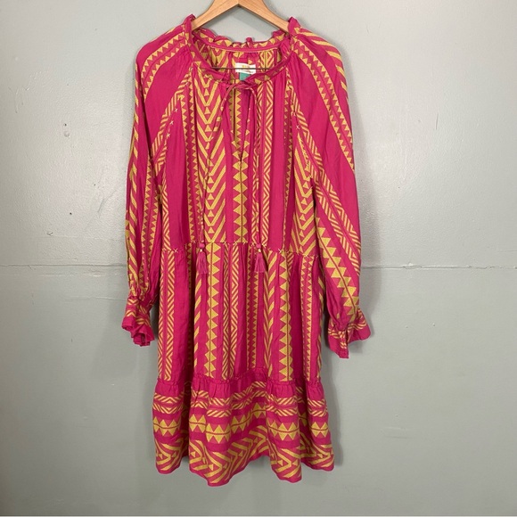Anthropologie Maeve Dominique Embroidered Tunic Dress Pink Size 1X Plus - Picture 2 of 8